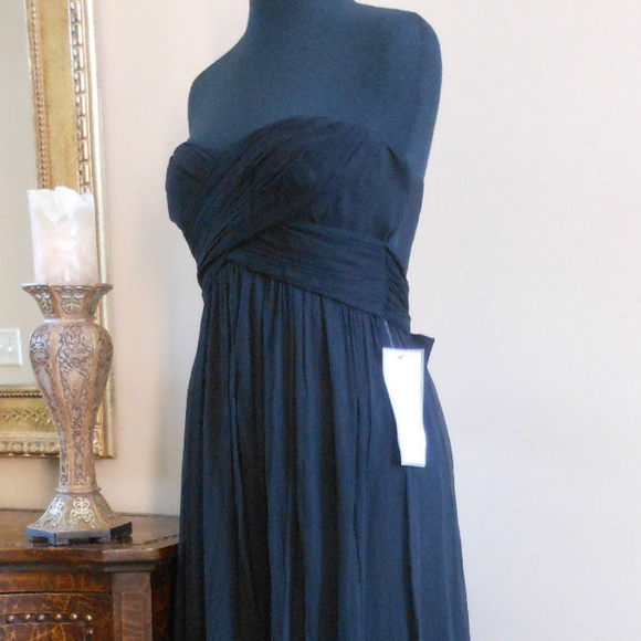 J CREW Strapless Silk Chiffon Taryn Dress 4P BLACK - Picture 4 of 7